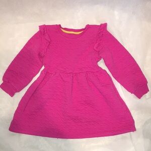 Mini Boden Girls Pink Long Sleeve Ruffle Dress | Size 5-6Y